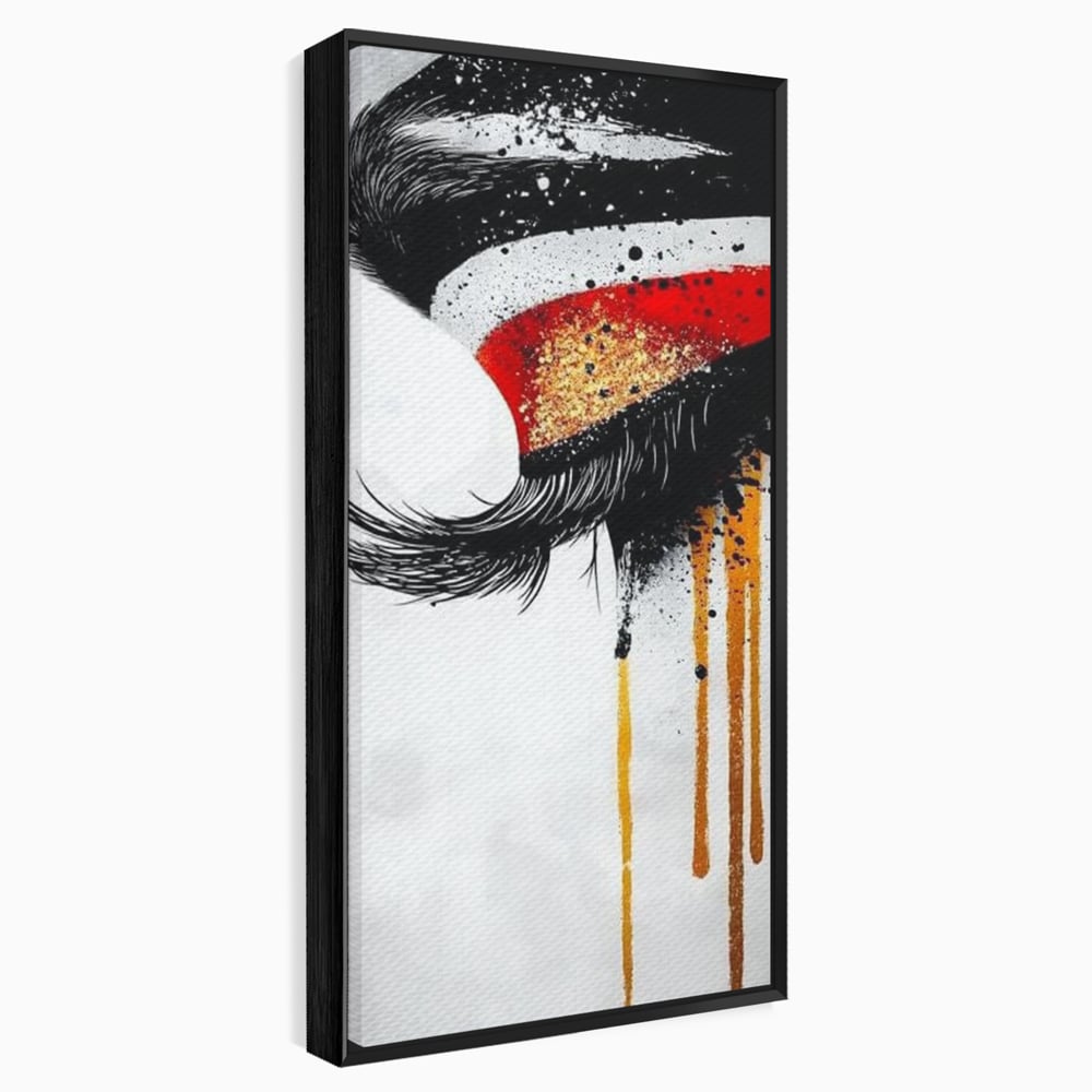 Tablou canvas cu tablou canvas cu ochi stilizat, in rama de aluminiu negru